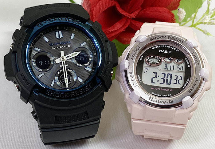 【愛の証 永遠の証】恋人たちのGショックペアウオッチ G-SHOCK BABY-G ペアウォッチ ペア腕時計 カシオ 2本セット gショック 電波ソーラー AWG-M100A-1AJF BGR-3000UCB-4JF クリスマス 誕生日 御祝い還暦 結婚記念日 婚約|時計のジュエリータイム ムラタ