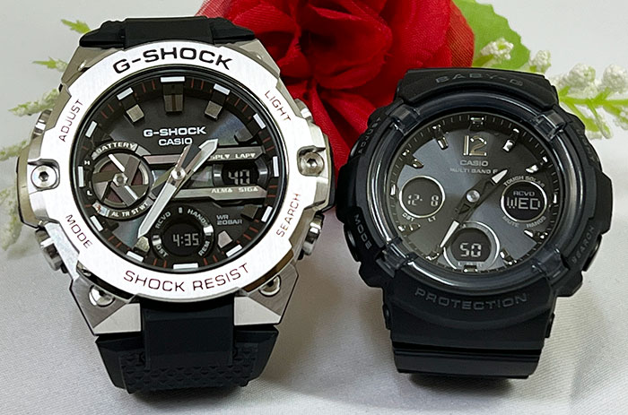 【愛の証 一緒にタフな時を刻もう】Gショックペアウオッチ G-SHOCK BABY-G ペアウォッチ カシオ 2本セット タフソーラー 電波ソーラー GST-B400-1AJF BGA-2800-1AJF 人気 婚約夫婦 高級クリスマス プレゼント 誕生日 御祝い 銀婚式 結婚記念日 婚約|時計のジュエリータイム ムラタ
