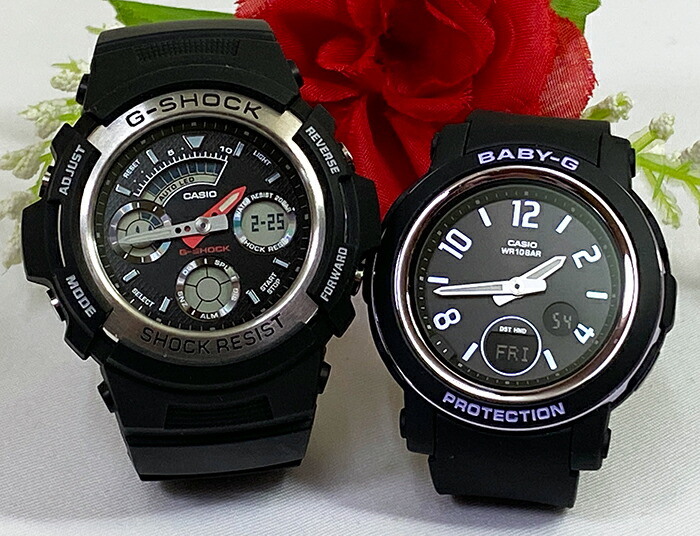 【愛の証 一緒にタフな時を刻もう】Gショック ペアウオッチ G-SHOCK BABY-G ペア腕時計 カシオ 2本セット AW-590-1AJF BGA-290DR-1AJF 電池式 g-shock ブランド 婚約 夫婦 高級 クリスマス プレゼント誕生日 御祝い還暦 銀婚式 結婚記念日 婚約｜時計のジュエリータイム　ムラタ