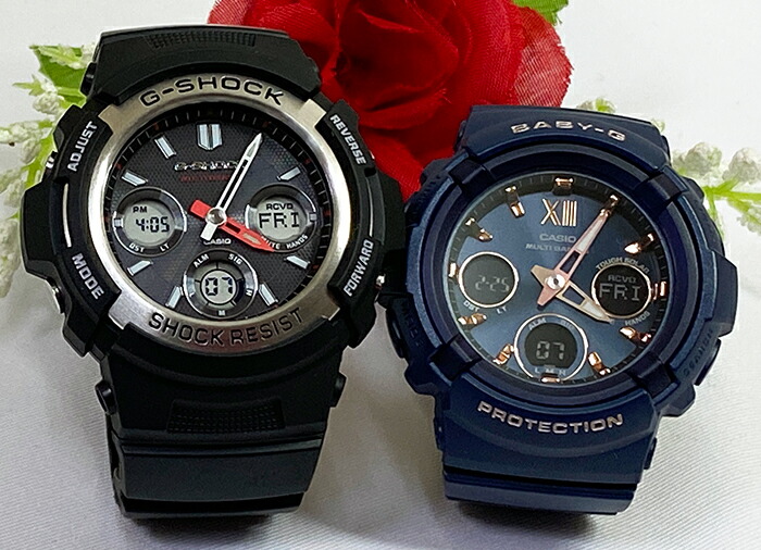【愛の証　永遠の証】恋人たちのGショック ソーラー電波 ペアウォッチ G-SHOCK BABY-G ペア腕時計 カシオ 2本セット gショック ベビーg アナデジ AWG-M100-1AJF BGA-2800-2AJF｜時計のジュエリータイム　ムラタ