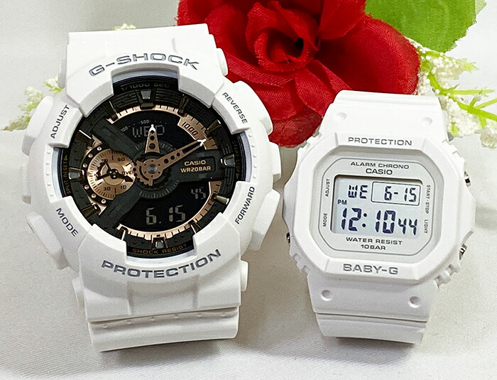【愛の証 一緒にタフな時を刻もう】Gショック ペアウオッチ G-SHOCK BABY-G ペア腕時計 カシオ 2本セット GA-110RG-7AJF BGD-565U-7JF 電池式 ラッピング無料 クリスマス プレゼント 誕生日 御祝い還暦 銀婚式 結婚記念日夫婦 高級｜時計のジュエリータイム　ムラタ