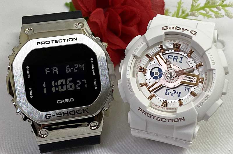 市場 電池式 ペアウオッチ 恋人たちのGショック ペア腕時計 GM-5600-1JF G-SHOCK カシオ ベビーg 2本セット BABY-G  BA-110RG-7AJF gショック