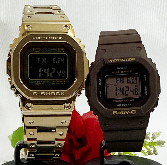 使い勝手の良い】 恋人たちのGショックペア G-SHOCK BABY-G ペアウォッチ ペア腕時計 ソーラー電波 カシオ 2本セット gショック GMW-B5000GD-9JF  BGD-5000UET-5JF 人気 ラッピング無料 手書きのメッセージカードお付けします あす楽対応 クリスマスプレゼント fucoa.cl