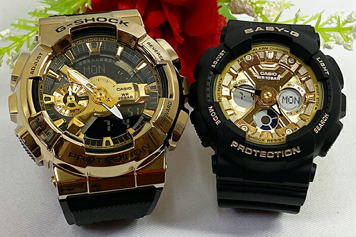 人気デザイナー 恋人たちのgショックペアウオッチ G Shock Baby G ペア腕時計 カシオ 2本セット Gショック ベビーg Gm 110g 1a9jf Ba 130 1a3jf 電池式 アナデジ 人気 ラッピング無料 G Shock メッセージカード手書きします あす楽対応 クリスマス プレゼント ブラック 黒