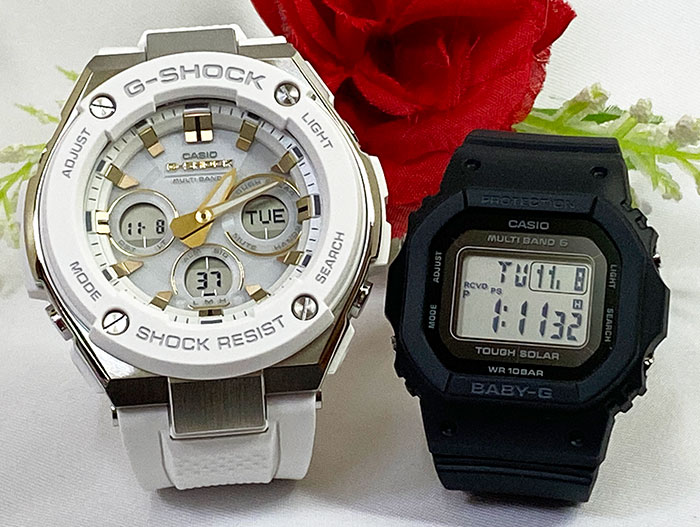 【愛の証 一緒にタフな時を刻もう】Gショックペアウオッチgショック 人気 婚約 夫婦 高級 クリスマス プレゼント おすすめ G-SHOCK BABY-G ペアウォッチ カシオ 2本セット 電波ソーラー GST-W300-7AJF BGD-5650-1JF 誕生日 御祝い還暦 銀婚式|時計のジュエリータイム ムラタ