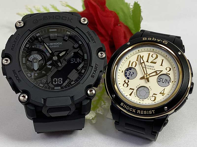 【愛の証 一緒にタフな時を刻もう】Gショック ペアウオッチ Gショック G-SHOCK BABY-G ペア腕時計 カシオ 2本セット 電池式 GA-2200BB-1AJF BGA-151EF-1BJF 人気 婚約夫婦 高級クリスマス プレゼント おすすめ 誕生日 御祝い還暦結婚記念日 婚約|時計のジュエリータイム ムラタ