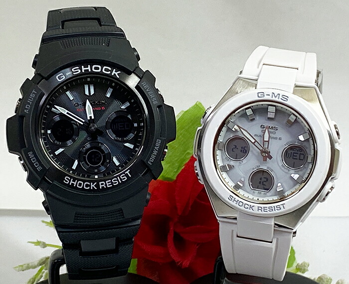【愛の証 一緒にタフな時を刻もう】ペアウオッチ gショックGショックペア G-SHOCK BABY-G ペアウォッチ ペア腕時計 カシオ 2本セット gショック 電波ソーラー AWG-M100SBC-1AJF MSG-W100-7AJF 人気 婚約　夫婦 高級　クリスマス プレゼント おすすめ｜時計のジュエリータイム　ムラタ