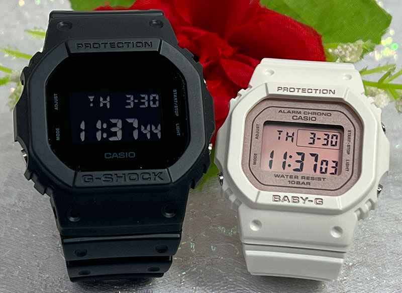 恋人たちのGショック ペアウオッチほんのり好きでいてください G-SHOCK BABY-G ペア腕時計 カシオ 2本セット DW-5600BB-1JF  BGD-565SC-4JF デジタル ラッピング無料 ペアウオッチ | 時計のジュエリータイム　ムラタ