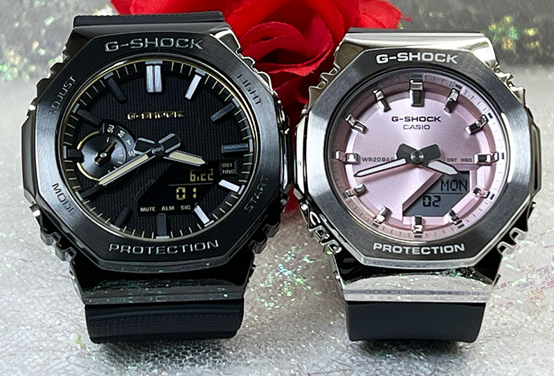 【愛の証 一緒にタフな時を刻もう】Gショック ペアウオッチ G-SHOCK BABY-G 人気の八角シリーズのペア腕時計 カシオ 2本セット gショック GM-2100LXB-1A9JF GM-S2110-4AJF 誕生日 御祝い 銀婚式 結婚記念日 夫婦 高級クリスマス プレゼント|時計のジュエリータイム ムラタ
