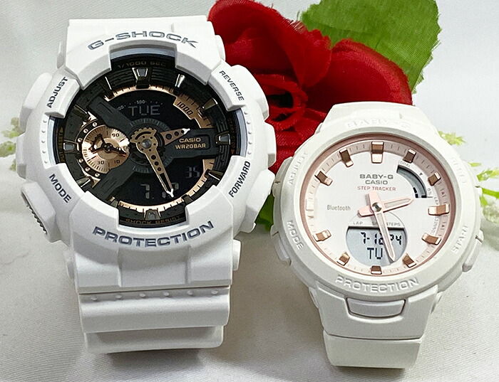 出群 恋人たちのgショック ペアウオッチ G Shock Baby G ペア腕時計 カシオ 2本セット Gショック ベビーg Ga 110rg 7ajf Bsa B100cs 7ajf 電池式 Bluetooth 搭載 アナデジ デジタル お揃い 人気 ラッピング無料 G Shock クリスマスプレゼント あす楽対応 Fucoa Cl