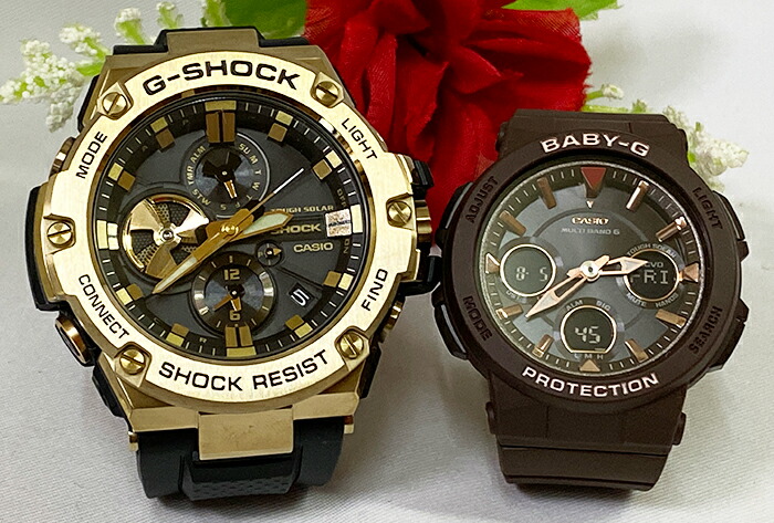 メール便無料】 恋人たちのGショックペア G-SHOCK BABY-G ペアウォッチ ペア腕時計 カシオ 2本セット gショック タフソーラー  電波ソーラー GST-B100GB-1A9JF BGA-2510-5AJF 人気 ラッピング無料 手書きのメッセージカードお付けします あす楽対応  クリスマスプレゼント ...