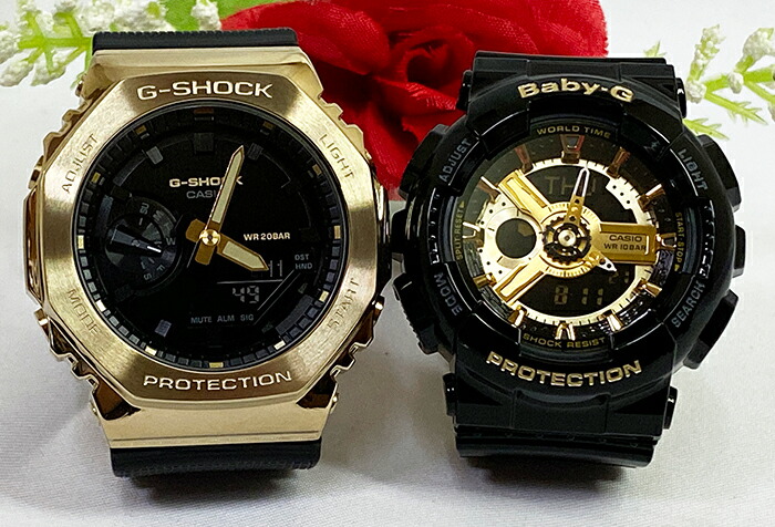 2021春夏新作】 恋人たちのGショックペアウオッチ G-SHOCK BABY-G ペア腕時計 カシオ 2本セット gショック ベビーg  GM-2100G-1A9JF BA-110-1AJF 電池式 アナデジ 人気 ラッピング無料 g-shock メッセージカード手書きします あす楽対応  クリスマス プレゼント ブラック 黒 ...