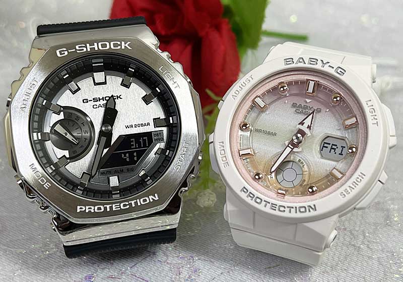 【愛の証 一緒にタフな時を刻もう】Gショック ペアウオッチ G-SHOCK BABY-G カシオ 2本セット アナデジ GM-2100-1AJF BGA-250-7A2JF プレゼント g-shock プレゼント 誕生日 御祝い 銀婚式 結婚記念日 婚約 婚約 夫婦 高級 クリスマス プレゼント|時計のジュエリータイム ムラタ