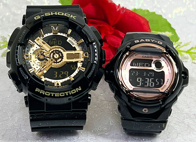 【愛の証 一緒にタフな時を刻もう】Gショック ペアウオッチ G-SHOCK ペア腕時計 カシオ 2本セット gショック アナデジ GA-110GB-1AJF BG-169U-1CJF クリスマス 誕生日 御祝い還暦 銀婚式 結婚記念日 婚約 婚約夫婦 高級クリスマス プレゼント|時計のジュエリータイム ムラタ