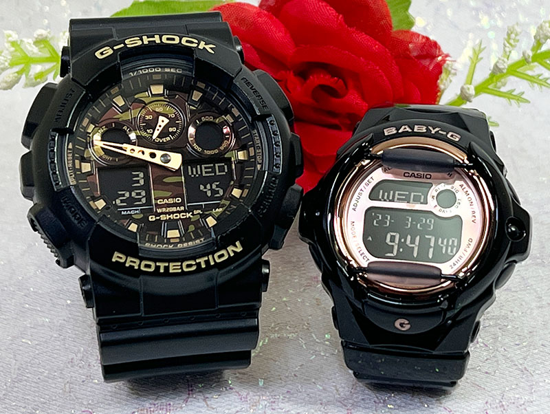 【愛の証 一緒にタフな時を刻もう】Gショック ペアウオッチ G-SHOCK BABY-G ペア腕時計 カシオ 2本セット GA-100CF-1A9JF BG-169UG-1JF 電池式 アナデジ 誕生日 御祝い還暦 銀婚式 結婚記念日 婚約 人気 婚約 夫婦 高級 クリスマス プレゼント|時計のジュエリータイム ムラタ