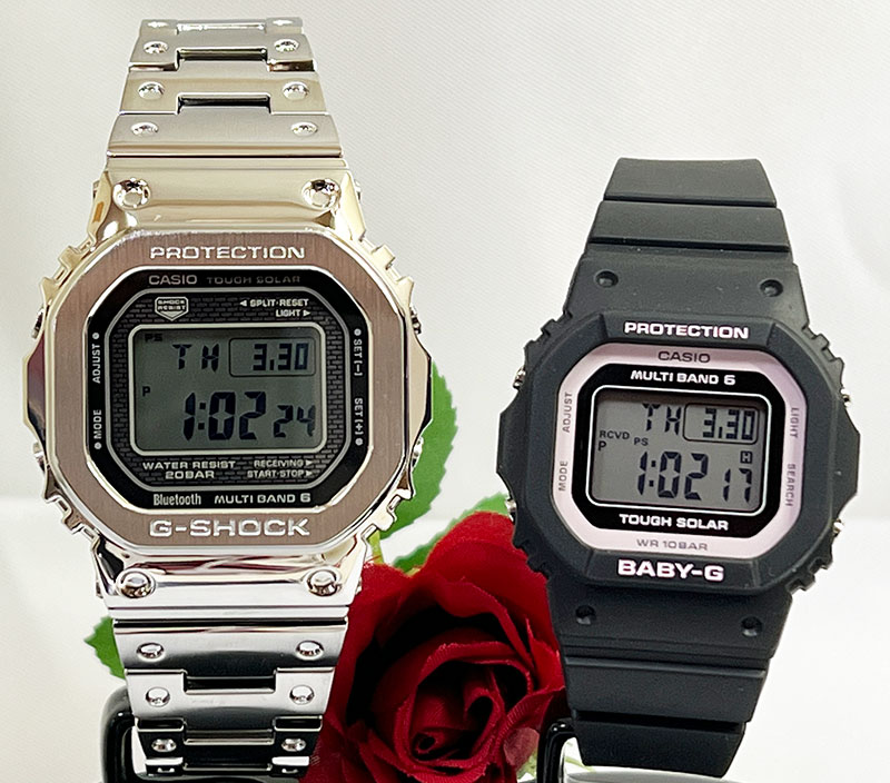 【あなたと刻む、これからの時間】恋人たちのGショックペアウオッチ G-SHOCK BABY-G ペアウォッチ ペア腕時計 カシオ 2本セット gショック 電波ソーラー GMW-B5000D-1JF BGD-5650-1BJF クリスマス 誕生日 御祝い 結婚記念日 婚約夫婦 高級プレゼント