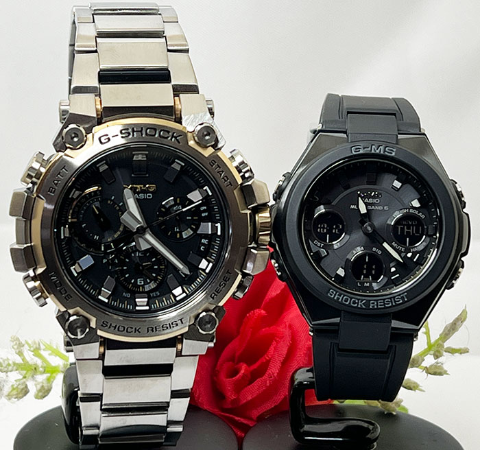 【あなたと刻む、これからの時間】ペアウオッチ gショック恋人たちのGショックペア G-SHOCK BABY-G ペアウォッチ ペア腕時計 カシオ 2本セット gショック 電波ソーラー MTG-B3000D-1A9JF MSG-W100G-1AJF ラッピング無料 手書きのメッセージカード