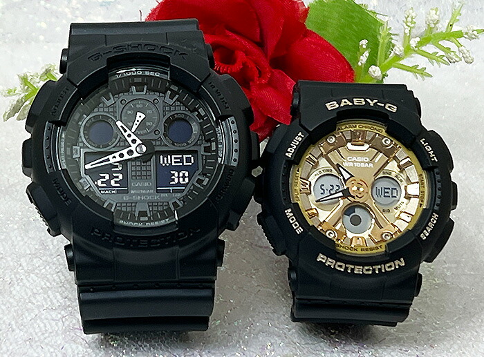 【愛の証 一緒にタフな時を刻もう】Gショックペアウォッチ G-SHOCK BABY-G ペア腕時計 カシオ 2本セット アナデジ GA-100-1A1JF BA-130-1A3JF 夫婦 カップル 人気 婚約 夫婦 高級 クリスマス プレゼント おすすめ|時計のジュエリータイム ムラタ