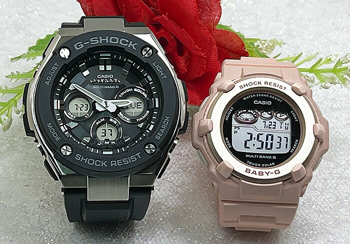 【愛の証 一緒にタフな時を刻もう】Gショック ペアウォッチ G-SHOCK BABY-G カシオ 2本セット ソーラー電波 アナデジ GST-W300-1AJF BGR-3003NC-4JF お付けします｜時計のジュエリータイム　ムラタ