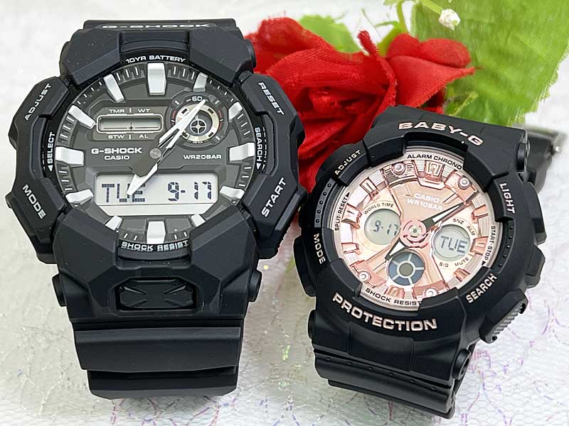 【愛の証 一緒にタフな時を刻もう】Gショックペアウオッチ G-SHOCK BABY-G ペア腕時計 カシオ 2本セット GA-010-1AJF BA-130-1A4JF ピンクゴールド クリスマス プレゼント 誕生日 御祝い還暦 銀婚式 結婚記念日 婚約婚約夫婦 高級クリスマス プレゼント|時計のジュエリータイム ムラタ