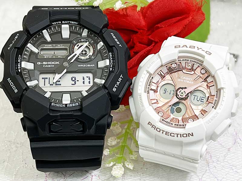 【あなたと刻む、これからの時間】恋人たちのGショック ペアウオッチ G-SHOCK BABY-G ペア腕時計 カシオ 2本セットGA-010-1AJF BA-130-7A1JF ホワイト ピンクラッピング無料人気 婚約　夫婦 高級クリスマス プレゼント 誕生日 御祝い還暦 銀婚式 結婚記念日 婚約