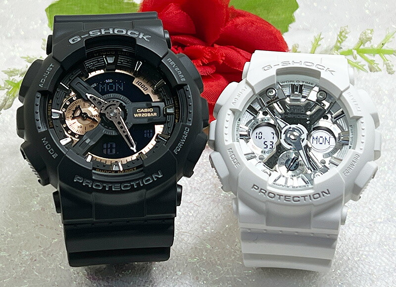 【愛の証 一緒にタフな時を刻もう】Gショック ペアウオッチ Gショック ペア G-SHOCK BABY-G ペア腕時計 カシオ 2本セットGA-110RG-1AJF GMA-S120VA-7AJF クリスマス プレゼント 誕生日 御祝い 還暦 銀婚式 結婚記念日 婚約 婚約夫婦 高級 おすすめ|時計のジュエリータイム ムラタ