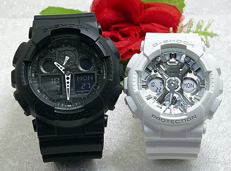 【愛の証 一緒にタフな時を刻もう】ペアウオッチ gショックGショックペアウォッチ G-SHOCK BABY-G ペア腕時計 カシオ 2本セット アナデジ GA-100-1A1JF GMA-S120VA-7AJF 夫婦 カップル 人気 婚約 夫婦 高級 クリスマス プレゼント おすすめ|時計のジュエリータイム ムラタ