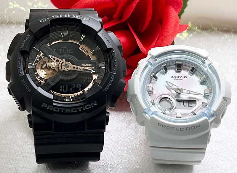 【愛の証 一緒にタフな時を刻もう】Gショックペアウオッチ Gショック ペア G-SHOCK BABY-G ペア腕時計 カシオ 2本セット アナデジ GA-110RG-1AJF BGA-280-7AJF クリスマス 誕生日 御祝い還暦 結婚記念日婚約夫婦 高級クリスマス プレゼント|時計のジュエリータイム ムラタ