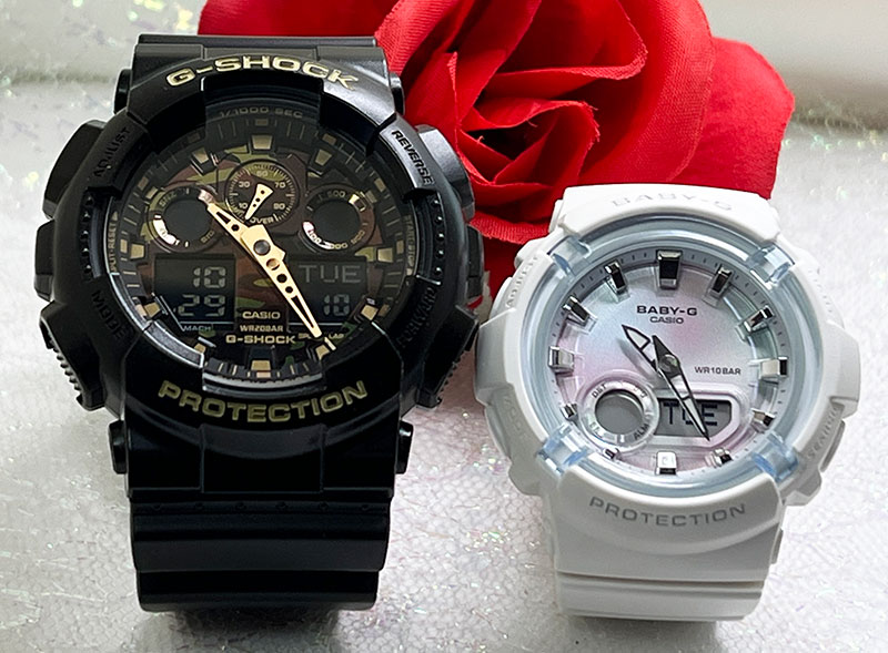 【愛の証 一緒にタフな時を刻もう】Gショックペアウオッチ Gショック ペア G-SHOCK BABY-G ペア腕時計 カシオ 2本セット アナデジ GA-100CF-1A9JF BGA-280-7AJF 誕生日 御祝い還暦 銀婚式 結婚記念日 婚約 婚約 夫婦 高級クリスマス プレゼント|時計のジュエリータイム ムラタ
