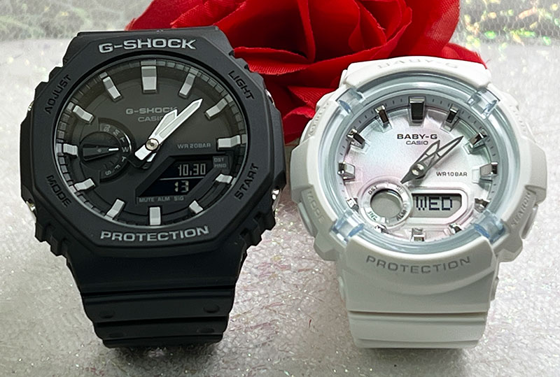 【愛の証 一緒にタフな時を刻もう】Gショック ペアウオッチ g-shock G-SHOCK BABY-G カシオ 2本セット GA-2100-1AJFBGA-280-7AJF アナデジ 電池式 誕生日 御祝い還暦 銀婚式 結婚記念日 婚約婚約夫婦 高級クリスマス プレゼント|時計のジュエリータイム ムラタ