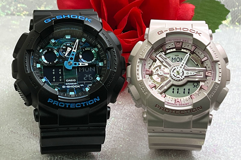 【愛の証 一緒にタフな時を刻もう】ペアウオッチ gショックGショックペアウォッチ G-SHOCK BABY-G ペア腕時計 カシオ 2本セット アナデジ GA-100CB-1AJF GMA-S110ST-4AJF 夫婦 カップル 人気 婚約 夫婦 高級 クリスマス プレゼント おすすめ|時計のジュエリータイム ムラタ