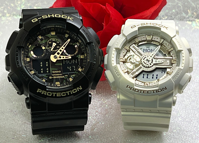 【愛の証 一緒にタフな時を刻もう】Gショックペアウオッチ G-SHOCK ペア腕時計 カシオ GA-100CF-1A9JF GMA-S110ST-7AJF クリスマス プレゼント 誕生日 御祝い還暦 銀婚式 結婚記念日 婚約 人気 婚約 夫婦 高級 クリスマス プレゼント おすすめ|時計のジュエリータイム ムラタ
