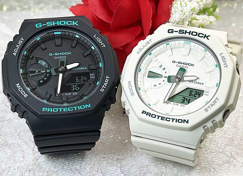 【愛の証 一緒にタフな時を刻もう】Gショック ペアウオッチ G-SHOCK BABY-G ペア腕時計 カシオ 2本セット GMA-S2100GA-1AJFGMA-S2100GA-7AJF ギフト 誕生日 御祝い 人気 婚約　夫婦 高級　クリスマス プレゼント おすすめ｜時計のジュエリータイム　ムラタ