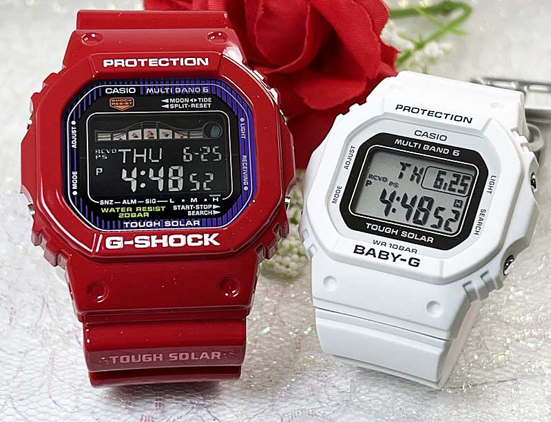【愛の証 一緒にタフな時を刻もう】ペアウォッチ gショック Gショック G-SHOCK BABY-G カシオ 2本セット 電波ソーラーGWX-5600C-4JFBGD-5650-7JF アナデジ デジタル クリスマス プレゼント 誕生日 御祝い 還暦 銀婚式 夫婦 高級|時計のジュエリータイム ムラタ