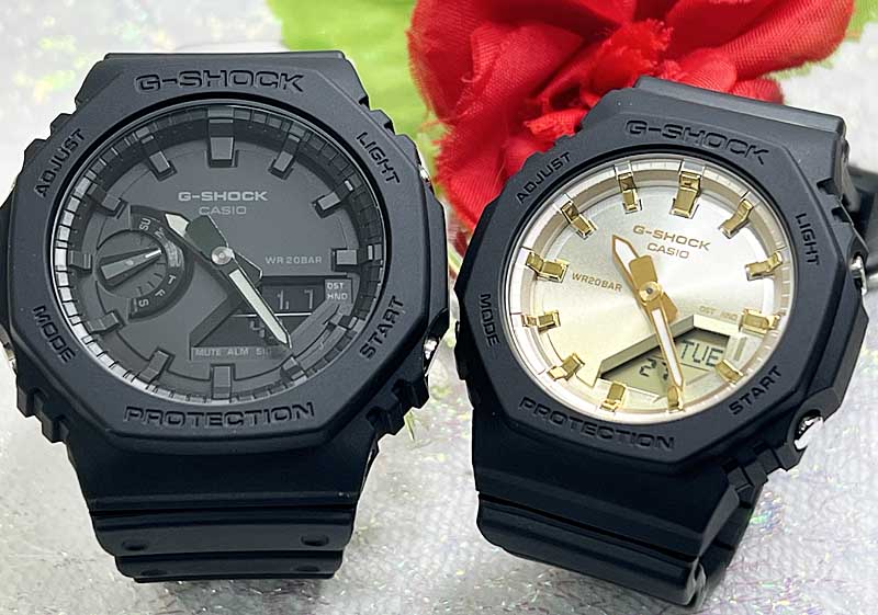 【愛の証 一緒にタフな時を刻もう】Gショック ペアウオッチ G-SHOCK BABY-G ペア腕時計 カシオ 2本セット GA-2100-1A1JFGMA-P2100SG-1AJFプレゼント クリスマス 誕生日 御祝い還暦 銀婚式 結婚記念日 婚約　婚約夫婦 高級クリスマス プレゼント｜時計のジュエリータイム　ムラタ
