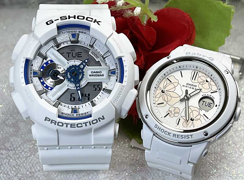 【愛の証 一緒にタフな時を刻もう】白い恋人 ペアウオッチ gショックGショック ペアウオッチ G-SHOCK BABY-G ペア腕時計 カシオ 2本セット アナデジ 電池式 GA-110HDS-7AJFBGA-150FL-7AJF クリスマス プレゼント おすすめ 誕生日 御祝い還暦 結婚記念日|時計のジュエリータイム ムラタ