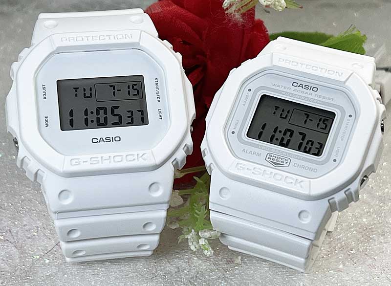【愛の証 一緒にタフな時を刻もう】ペアウオッチ gショックGショック ペアウオッチ G-SHOCK ペア腕時計 カシオ プレゼント ギフト 　誕生日 御祝い還暦 銀婚式　結婚記念日夫婦 高級クリスマス プレゼント DW-5600WW-7JFGMD-S5600BA-7JF｜時計のジュエリータイム　ムラタ