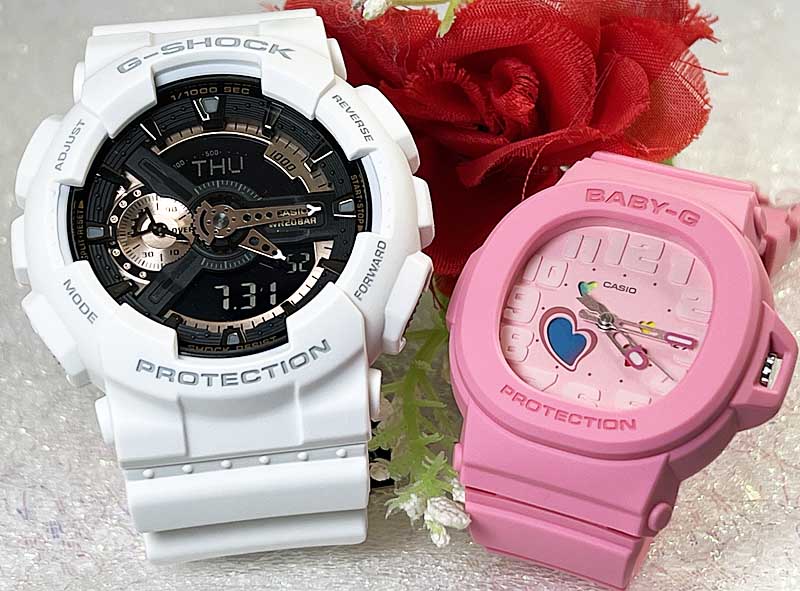 【愛の証 一緒にタフな時を刻もう】Gショック ペアウオッチ G-SHOCK BABY-G ペア腕時計 カシオ 2本セット GA-110RG-7AJFBGA-10-4AJF電池式 人気 婚約夫婦 高級 クリスマス プレゼント おすすめ 誕生日 御祝い還暦 銀婚式結婚記念日バレンタイン 婚約|時計のジュエリータイム ムラタ