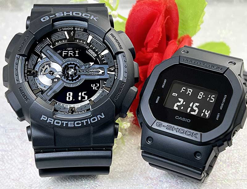 【愛の証 一緒にタフな時を刻もう】Gショック ペアウオッチ Gショック ペア G-SHOCK BABY-G ペア腕時計 カシオ 2本セット アナデジ GA-110-1BJFGMD-S5610BB-1JF 誕生日 御祝い還暦 銀婚式 結婚記念日 婚約 婚約　夫婦 高級　クリスマス プレゼント｜時計のジュエリータイム　ムラタ