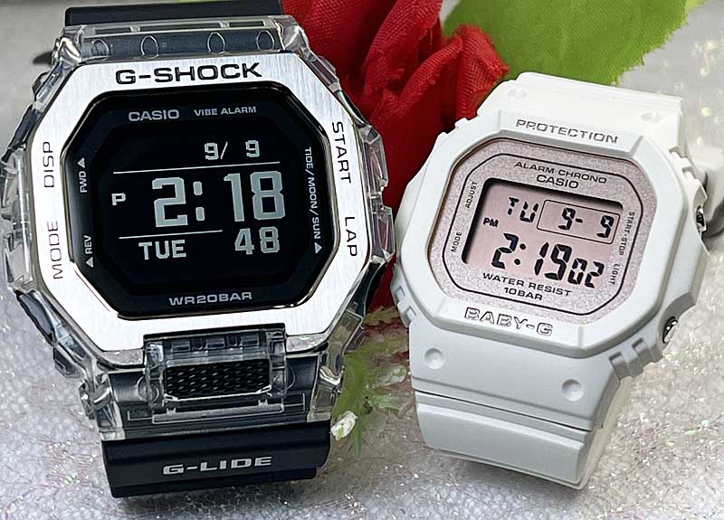 【愛の証 一緒にタフな時を刻もう】Gショックペアウオッチ G-SHOCK BABY-G ペア腕時計 カシオ 2本セット アナデジ GBX-100S-1JFBGD-565SC-4JF 手書きします人気 婚約クリスマス プレゼント おすすめ 誕生日 御祝い還暦 銀婚式 結婚記念日 婚約｜時計のジュエリータイム　ムラタ