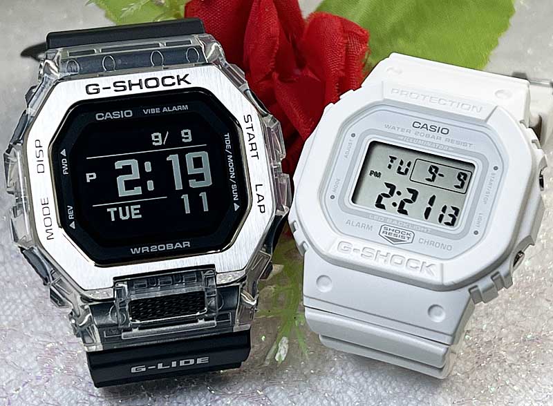 【愛の証 一緒にタフな時を刻もう】ペアウオッチ gショックGショック ペアウオッチ G-SHOCK ペア腕時計 カシオ プレゼント ギフト 誕生日 御祝い還暦 銀婚式　結婚記念日　婦 高級クリスマス プレゼントGLX-5600-7JFGMD-S5600BA-7JF｜時計のジュエリータイム　ムラタ