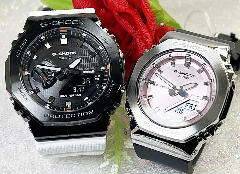 【愛の証 一緒にタフな時を刻もう】Gショック ペアウオッチ G-SHOCK BABY-G カシオ 2本セット gショックメタルシリーズ GBM-2100B-7AJFGM-S2110-4AJF アナデジ 誕生日 御祝い 銀婚式結婚記念日 プレゼント 人気 婚約夫婦 高級クリスマス プレゼント｜時計のジュエリータイム　ムラタ