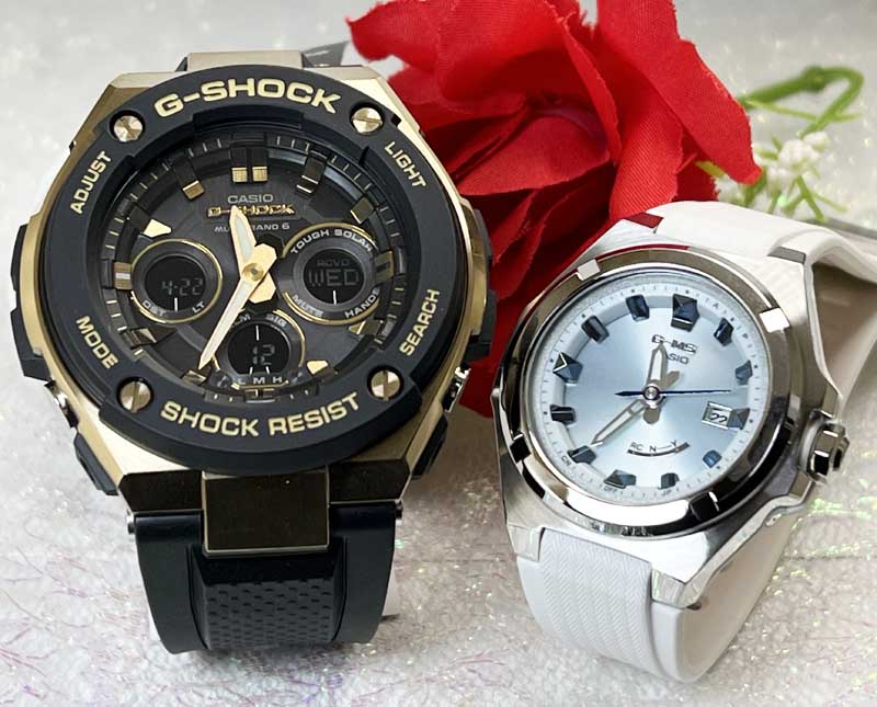 【愛の証 一緒にタフな時を刻もう】Gショック ペアウオッチ gショック 人気 婚約 夫婦 高級 クリスマス プレゼント おすすめ G-SHOCK BABY-G カシオ 2本セット 電波ソーラー GST-W300G-1A9JFMSG-W300-7AJF 誕生日 御祝い 銀婚式 結婚記念日 婚約|時計のジュエリータイム ムラタ