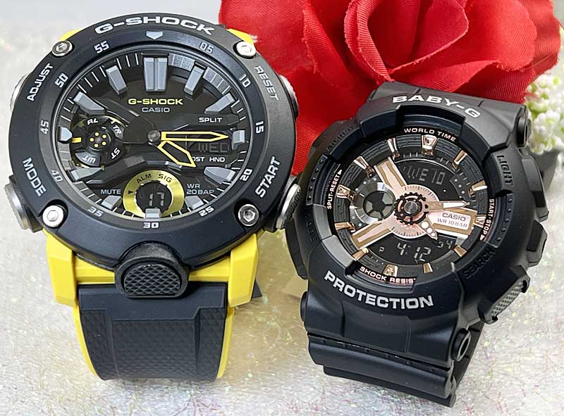 【愛の証 一緒にタフな時を刻もう】Gショックペアウオッチ G-SHOCK BABY-G ペア腕時計 カシオ 2本セットgショック ベビーg GA-2000-1A9JFBA-110RG-1AJF 婚約夫婦 高級クリスマス プレゼント おすすめ 誕生日 御祝い還暦 銀婚式 結婚記念日 婚約|時計のジュエリータイム ムラタ