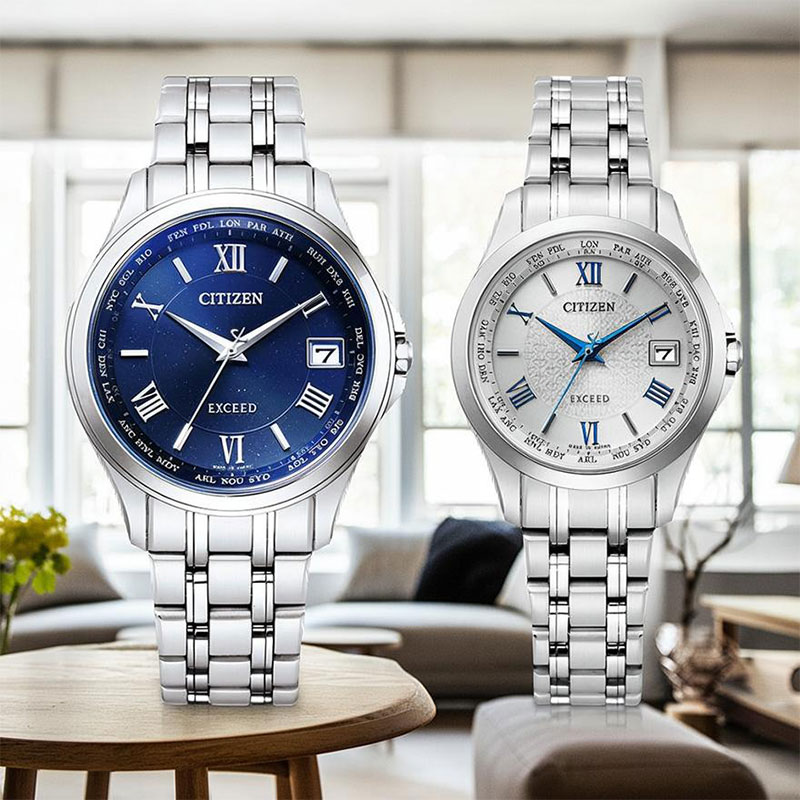 【これからの未来もあなたと一緒に刻みたい】ペアウオッチシチズン エクシード 腕時計 CITIZEN EXCEED エコドライブ電波時計 2本セット チタン製 アナログ CB1080-52L EC1120-59B ダイレクトフライトペア パーペチュアルカレンダー