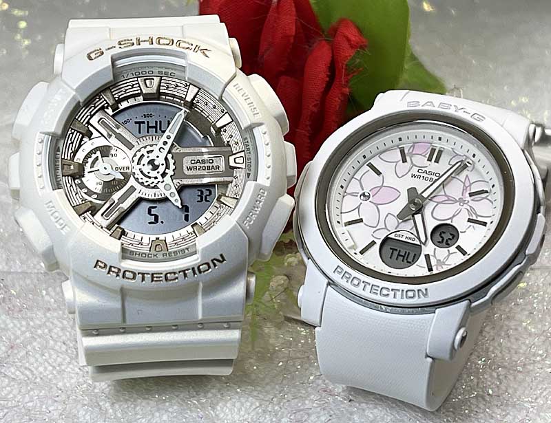 【愛の証 一緒にタフな時を刻もう】Gショックペアウオッチ g-shock G-SHOCK カシオ メッセージカード手書きします 人気 婚約夫婦 高級クリスマス プレゼント 誕生日 御祝い 銀婚式 結婚記念日 婚約 GMA-S110ST-7AJFBGA-290FL-7AJF プレゼント｜時計のジュエリータイム　ムラタ