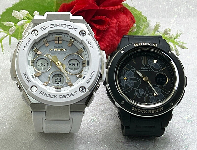【愛の証 一緒にタフな時を刻もう】Gショックペアウォッチ gショック 人気 婚約　夫婦 高級　クリスマス プレゼント おすすめG-SHOCK BABY-G カシオ 2本セット G-MS 電波ソーラー クォーツ GST-W300-7AJF BGA-150FL-1AJF｜時計のジュエリータイム　ムラタ