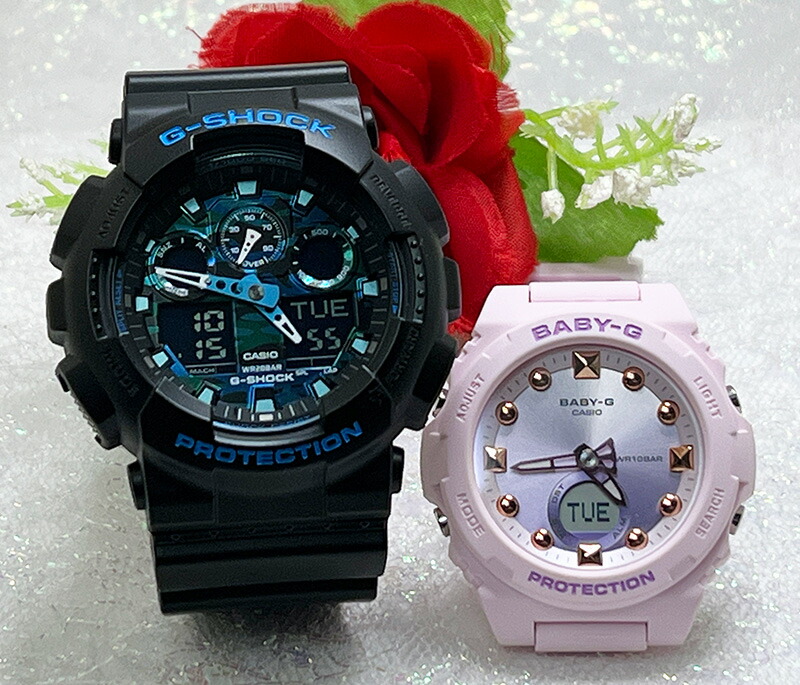 【愛の証 一緒にタフな時を刻もう】ペアウオッチ gショックGショックペアウォッチ G-SHOCK BABY-G ペア腕時計 カシオ 2本セット 電池式GA-100CB-1AJF BGA-320-4AJF 人気 婚約 夫婦 高級 クリスマス プレゼント おすすめ|時計のジュエリータイム ムラタ