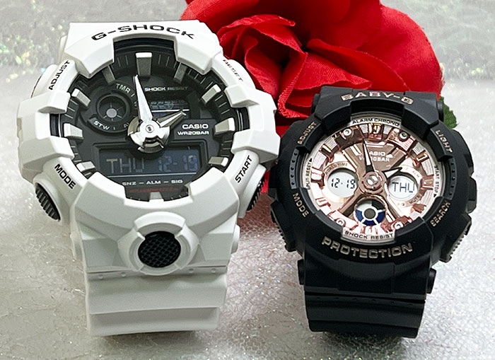 【愛の証 一緒にタフな時を刻もう】ペアウォッチ gショック Gショック ペアウオッチ G-SHOCK BABY-G ペア腕時計 カシオ 2本セット GA-700-7AJF BA-130-1A4JF 夫婦 高級 クリスマス プレゼント おすすめ 誕生日 御祝い 還暦 銀婚式 結婚記念日|時計のジュエリータイム ムラタ