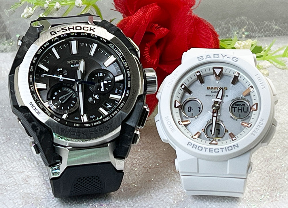 恋人たちのGショック ペアウオッチ 人気 婚約 夫婦 高級 クリスマス プレゼント おすすめ G-SHOCK BABY-G ペア腕時計 カシオ 2本セット gショック ベビーg MTG-B4000-1AJF BGA-2500-7AJF 誕生日 御祝い 還暦 結婚記念日 103,455円